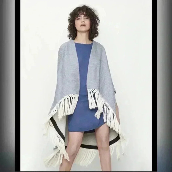 Maje VITALO boho fringed poncho-style jacket Size S $360 - Picture 3 of 4